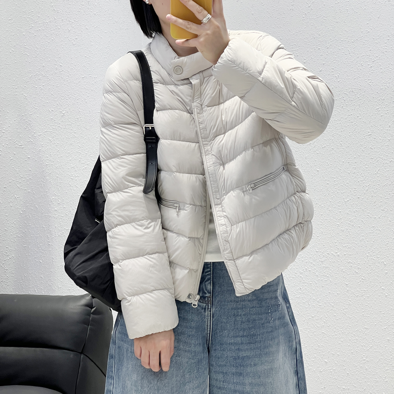 小立领绗线短款羽绒服