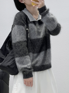 1.11 福利 GMI-2538韩版进口幼崽马海毛POLO领套头衫