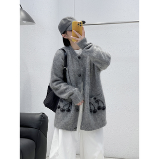 冬季 进口幼崽马海毛樱桃大开衫 新款 2552韩版 QSY 11.26