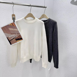 冬季 高定马鞍肩圆领套头100山羊绒衫 新款 78257韩版 12.4