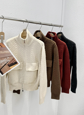 12.26 福利 XJ-7282韩版双拉链头立领加厚全羊毛衫