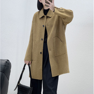 2.8 福利 XIA-88062韩版高定100绵羊毛中长款双面羊毛大衣