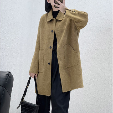 12.18 福利 XIA-88062韩版高定100绵羊毛中长款双面羊毛大衣