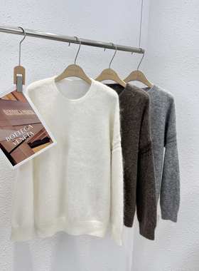 1.20 福利 GMI-25646韩版镂空提花袖圆领套头马海毛衫