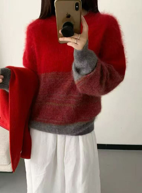 12.30 冬季新款 TOE-89392韩版加厚费尔岛细条纹羊毛拉毛衫