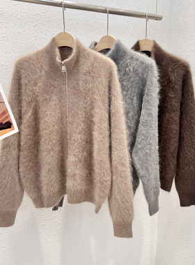 12.21 福利 TOE-89233韩版加厚绵羊毛拉毛立领拉链开衫
