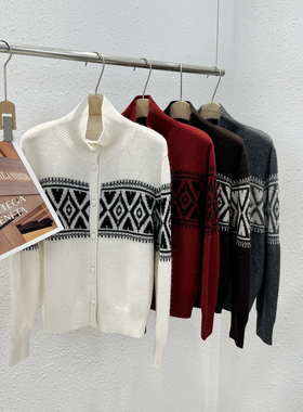 12.19 福利 HONG-5080韩版立领纽扣费尔岛绵羊毛开衫