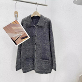 冬季 进口幼崽马海毛翻领中长款 新款 1.31 HOU 331B韩版 大开衫