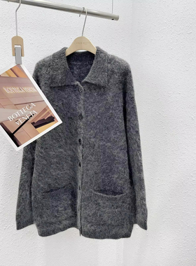 12.3 冬季新款 HOU-331B韩版进口幼崽马海毛翻领中长款大开衫