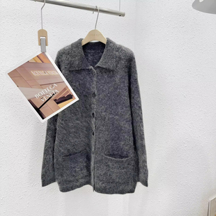 12.3 冬季新款 HOU-331B韩版进口幼崽马海毛翻领中长款大开衫