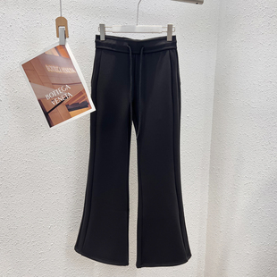 冬季 抽绳松紧腰显瘦高弹厚绒微喇小黑裤 新款 52085韩版 12.22