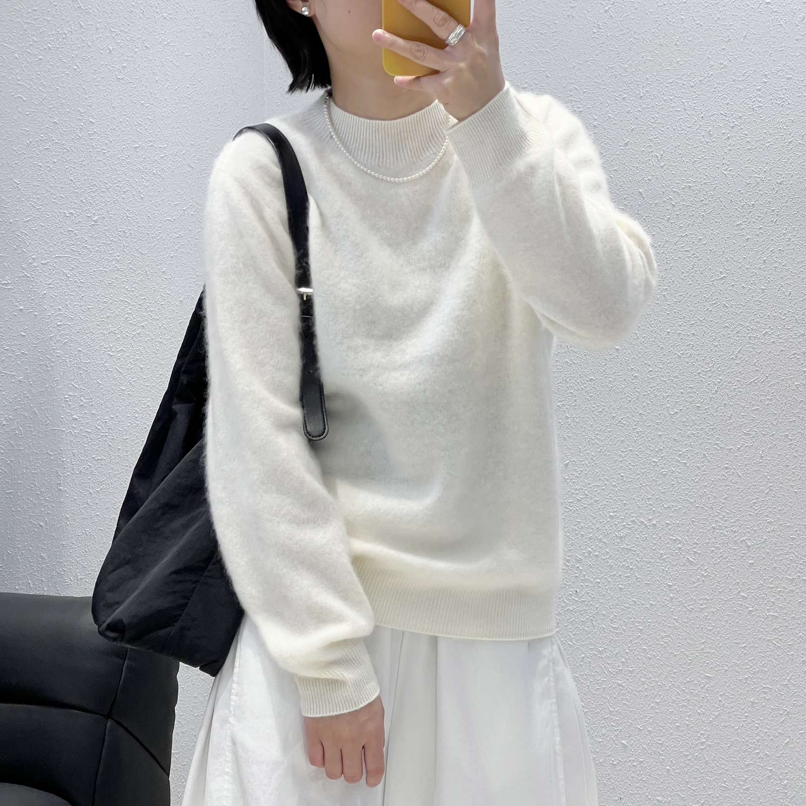 高级感中领全羊毛拉绒衫