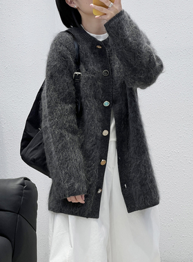 12.12 福利 GMI-25679韩版超幼进口马海毛圆领大开衫