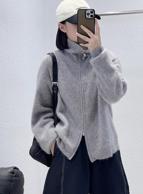 11.30 福利 BGL-2422韩版双拉链头10羊绒90羊毛加厚拉毛开衫