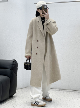 12.19 福利 XIA-5021韩版高定100绵羊毛气质款西装领双面长款大衣