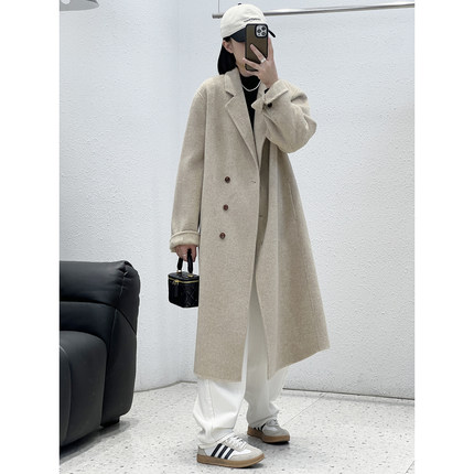 12.19 福利 XIA-5021韩版高定100绵羊毛气质款西装领双面长款大衣