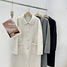 12.12 福利 XIA-A362韩版口袋设计翻领100羊毛双面长款大衣