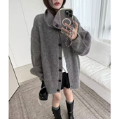 福利 HOU 73367韩版 2.3 高定高密baby马海毛立领大开衫