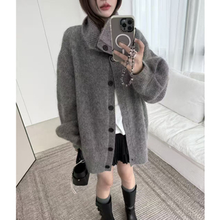 2.3 福利 HOU-73367韩版高定高密baby马海毛立领大开衫