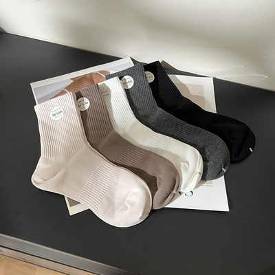 高弹舒适百棉中筒运动袜