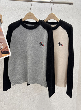 12.25 福利 LN-99529韩版刺绣小马插肩袖套头全羊毛衫