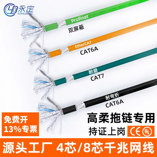 工业高柔拖链耐弯折PN网线双屏蔽