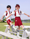 小学生校服班服夏季 运动服六一演出服红色幼儿园服装 毕业照园服夏