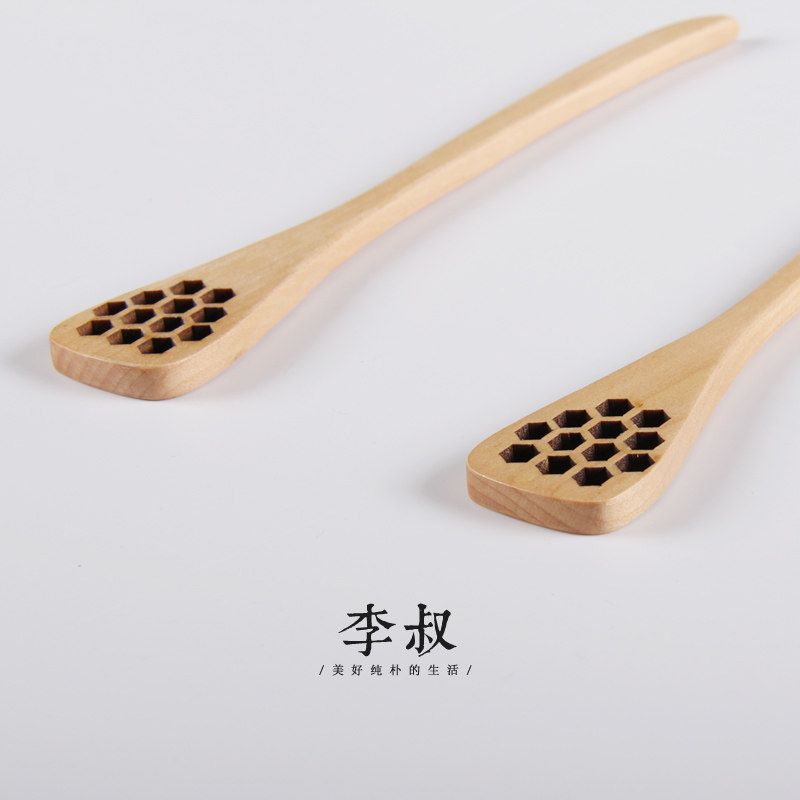 日式和风蜂蜜勺创意蜂窝状木咖啡搅拌棒木勺奶茶搅拌棍捣果酱棒