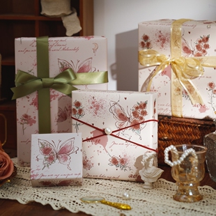 冠淘花翼玫瑰大张礼物包装纸高颜值可爱生日礼品礼物包装书皮纸花束包装可爱少女心书皮纸大张礼品纸