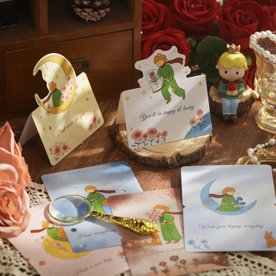 冠淘玫瑰王子贺卡小卡片生日快乐祝福贺卡简约吊牌花艺材料花店