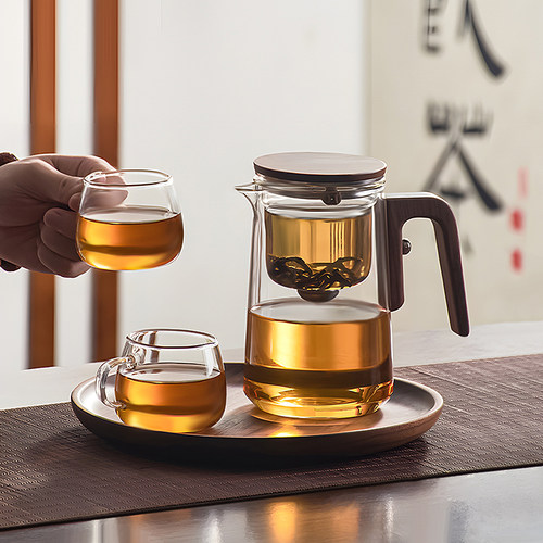 茶皇子磁吸飘逸杯泡茶神器实木把