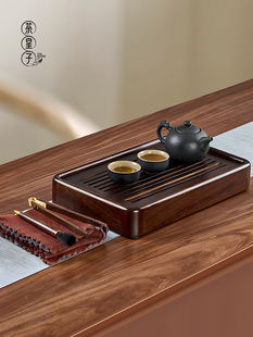 茶托盘黑檀木实木茶具客厅储水式 茶盘家用小型干泡台2024新款 茶海