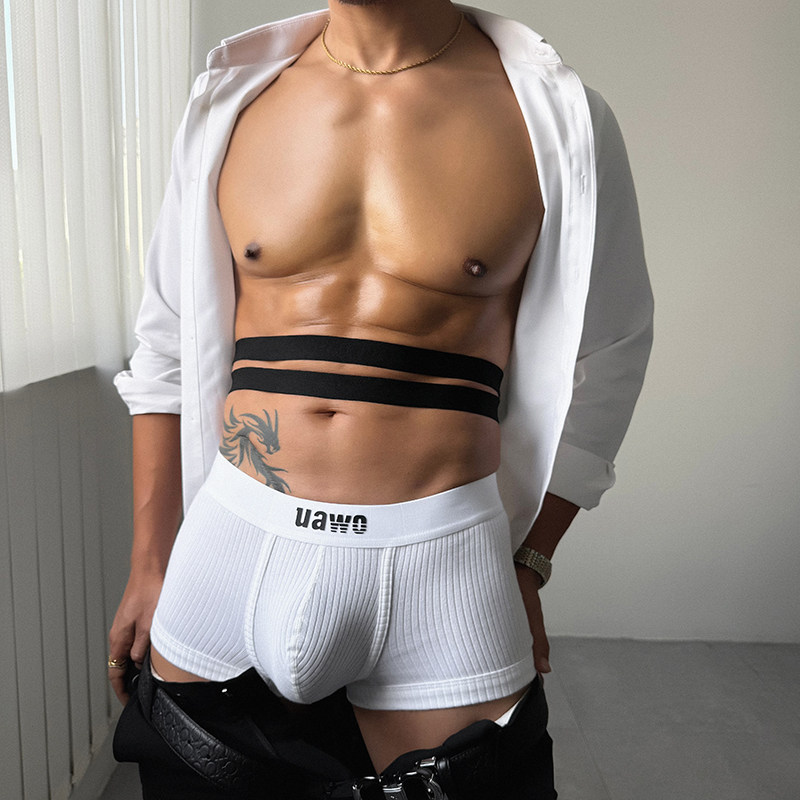 uawo男士螺纹四角裤底裤透气裤衩亲肤弹力休闲平角运动四角内裤,女士内衣/男士内衣/家居服,男平角内裤,淘宝优惠券,粉丝福利购,淘宝优惠卷