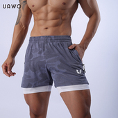 内衬短裤 男迷彩拼花运动休闲跑步健身潮流时尚 三分裤 uawo夏季 男士