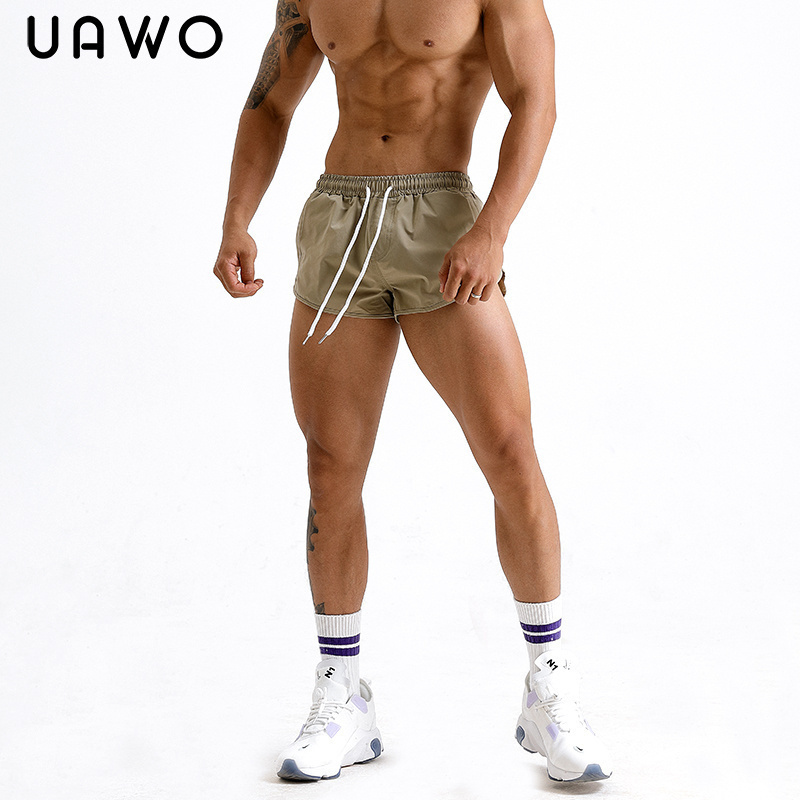 uawo夏季新款阿罗裤短裤男士潮牌ins丝滑三分裤修身休闲运动健身