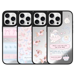 12系列保护套 森林早报粉蓝条丝带情结适用于苹果17Air镜面iPhone16ProMax磁吸手机壳防摔15 明星同款