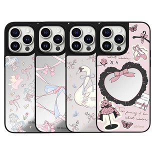 森林早报蝴蝶结小猫适用于苹果17Air镜面磁吸手机壳16Promax防摔高级网红款iPhone15plus/14/13/12系列保护套