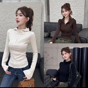 卡卡官方正品叠穿神器半拉链连帽衫内磨毛加厚百搭上衣打底衫内搭