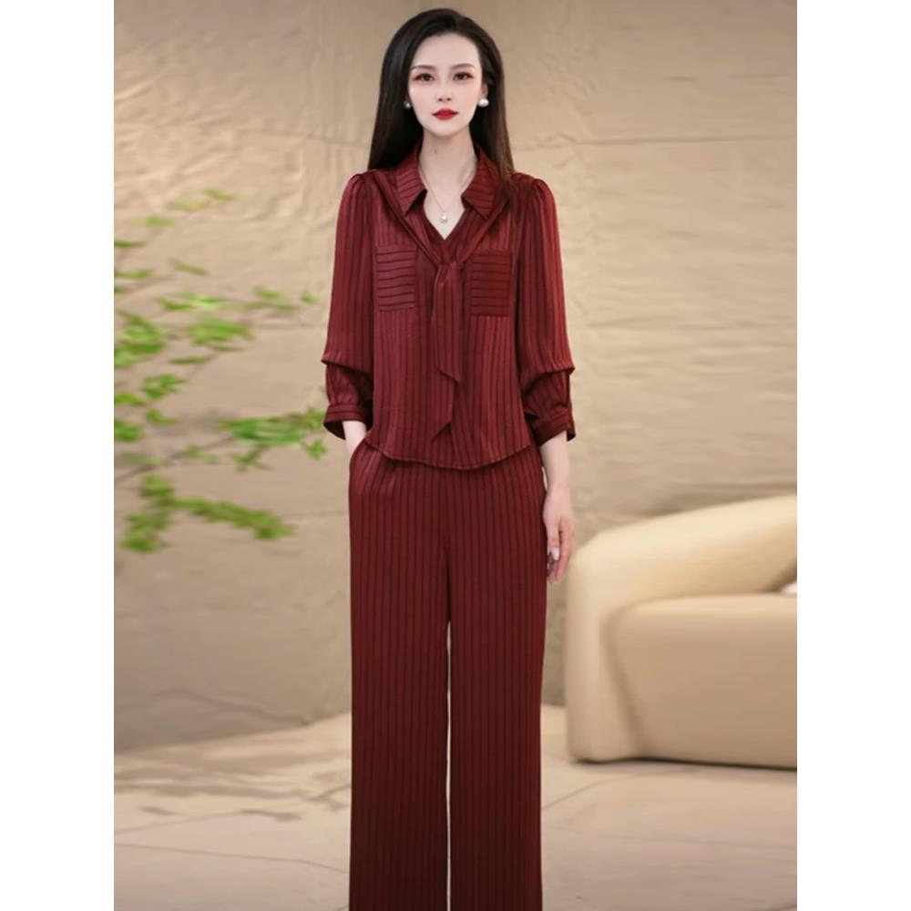 JOYIASS时尚气质套装女2025秋季新款洋气显瘦长袖衬衫阔腿裤减龄