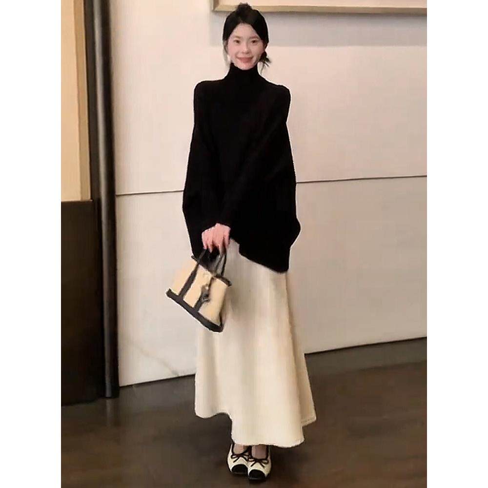 JOYIASS时尚套装裙女2025秋冬新款洋气宽松不规则针织衫半身裙气