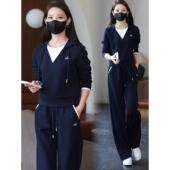 洋气显瘦假两件连帽卫衣阔腿 新款 JOYIASS休闲运动套装 女2025秋季