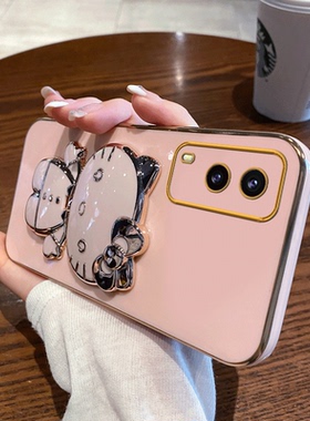 适用vivov21E手机壳5G新款vivo防摔全包v21e硅胶保护套女带支架款男送钢化膜网红软壳超薄女男潮牌补妆镜外壳