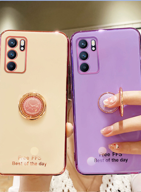 适用opporeno6手机壳2021新款reno6pro十女款可爱opooreno6简约ooporeno6潮opreno6高端oppreno6支架opp0reno