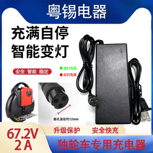 电动独轮平衡车充电器60v电源适配三孔插头67.2V2A哈雷通用充电器