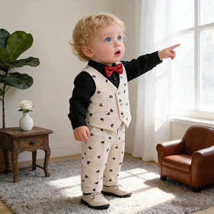 儿童西装套装男童主持人表演服宝宝周岁生日西服婚礼花童摄影礼服