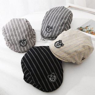 儿童帽子男童宝宝春秋薄款鸭舌帽帅气英伦风贝雷帽韩版时尚白搭