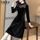 女装 法式 金丝绒连衣裙高贵洋气2026秋冬新款 气质黑色丝绒高端裙子
