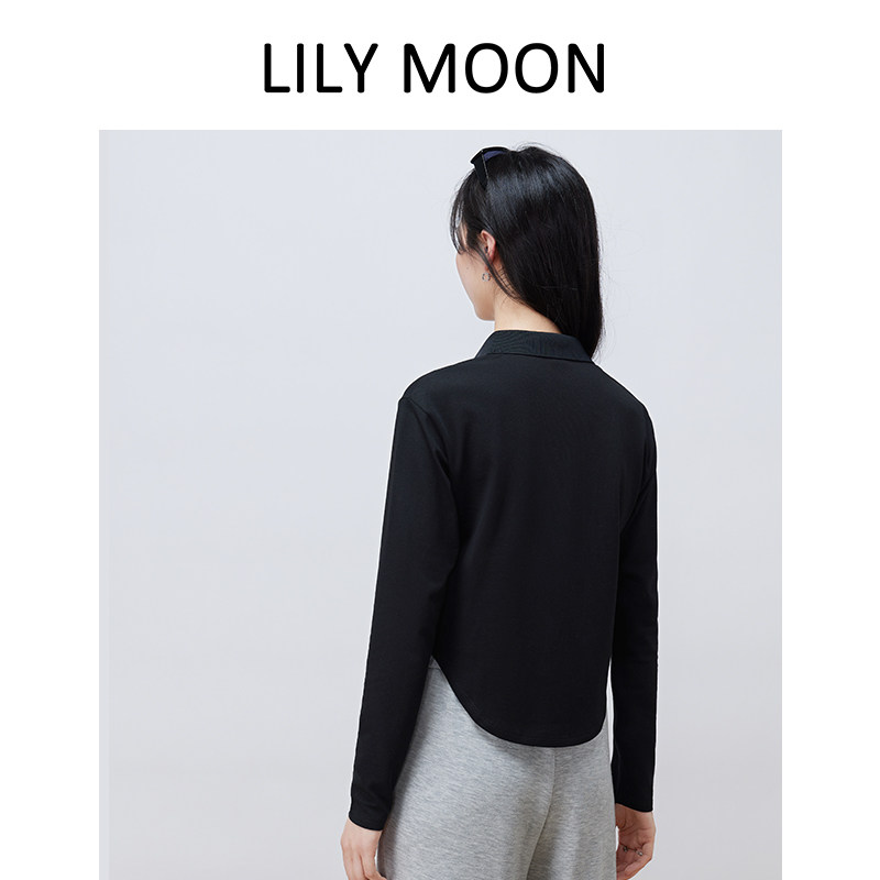LILYMOON SPRING AND SUMMER NEW LOOSE CASUAL SOLID COLOR MULBERRY SILK TENCEL SLIM LONG SLEEVE SWEATSHIRT T-SHIRT POLO SHIRT