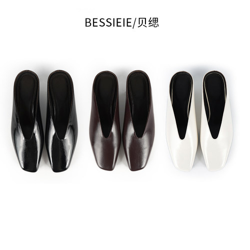 BESSIEIE/贝缌百搭凉鞋春夏包头拖春季低跟半拖