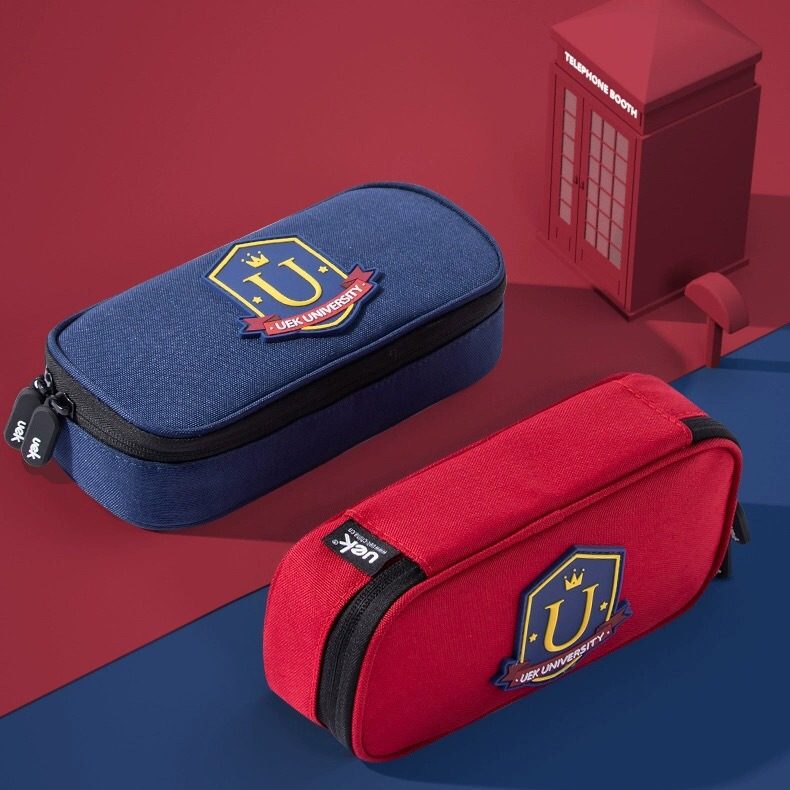 uek笔袋小学生孩女童轻便大容量英伦风耐脏收纳学习用品文具袋盒